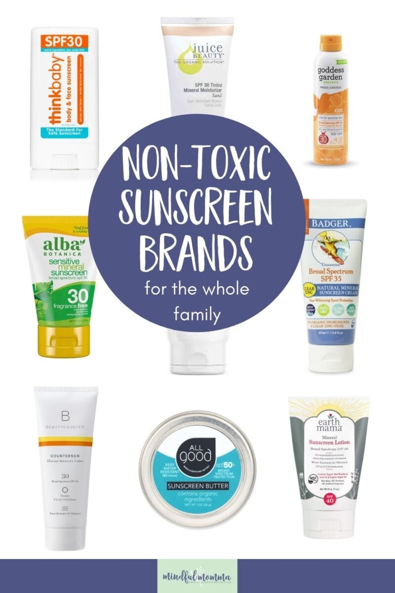 Helping you find the best non toxic sunscreen for the whole family, including mineral sunscreen lotion, safe sunscreen sticks, cleanest sunscreen sprays, sunscreen for face and more.  via @MindfulMomma