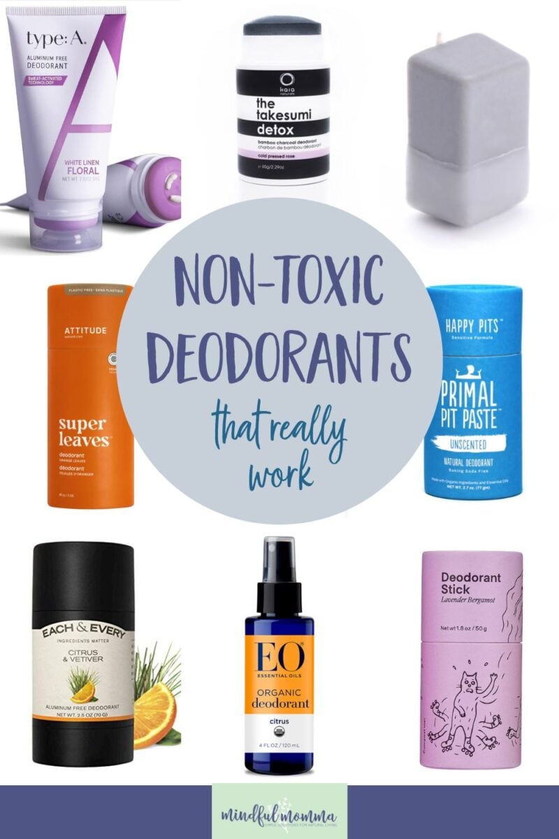 A review of the best non-toxic deodorants including deodorant sticks, creams and sprays, as well as vegan and zero waste options, to help you find the natural deodorant that works for your needs. via @MindfulMomma