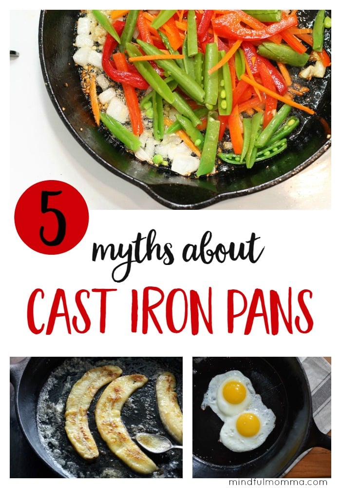 Dispel some common myths about cast iron and learn how cast iron pans can help you finally get rid of your toxic non-stick pans. | healthy natural lifestyle | favorite cooking products for your kitchen via @MindfulMomma